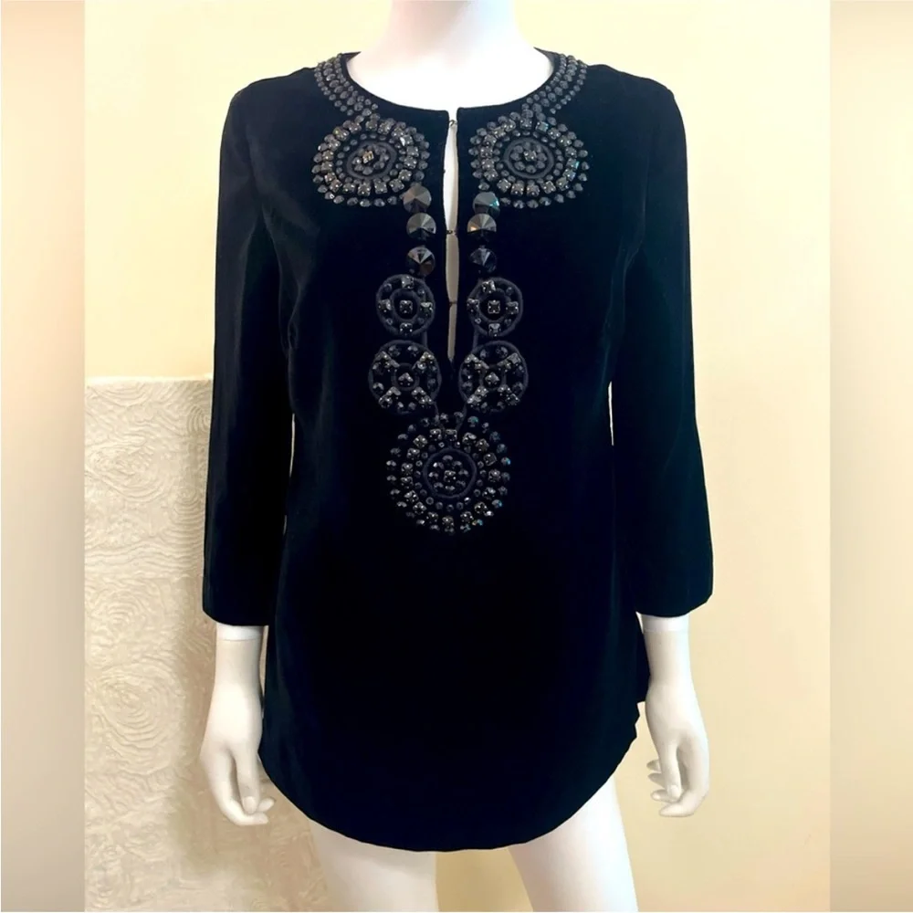 Tory Burch black velvet embellished tunic